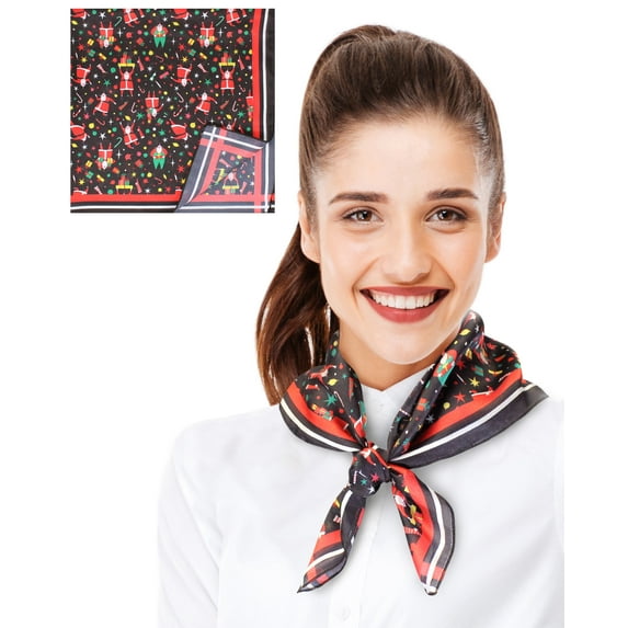 CBC Crown Women's Christmas Theme Lightweight Soft Silk Feeling Scarf 35" x 35" or 21" x 21"