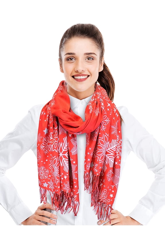 Women's Large Soft Feeling Winter Snowflake Novelty Fashion Scarf 25" x 75" Scarf