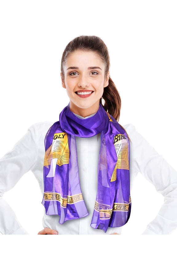 Women's Lightweight Bible Prayer Hands 13" x 60" Silk Feeling Fashion Novelty Scarf