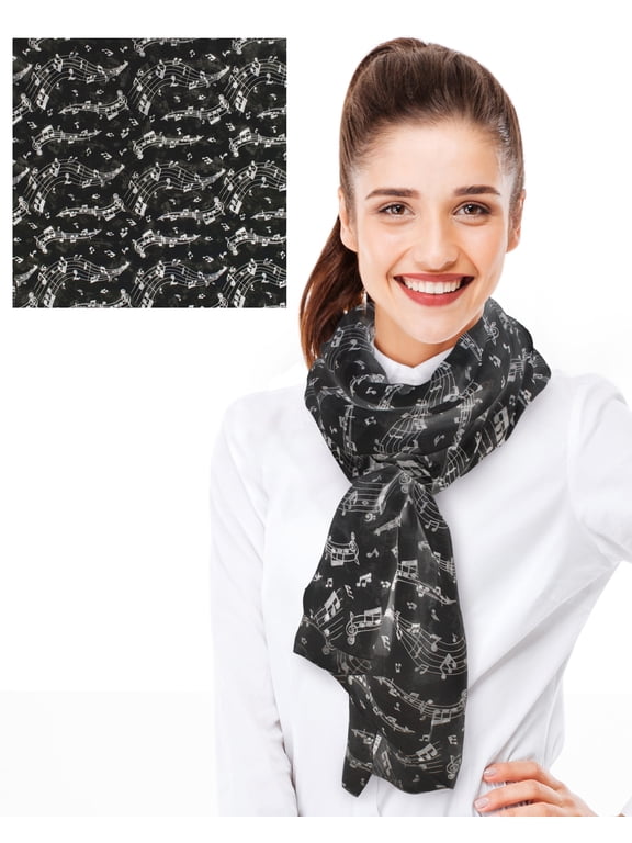 Women's Music Notes Lightweight Soft 35" x 35", 35" x 70" or Infinity Scarf