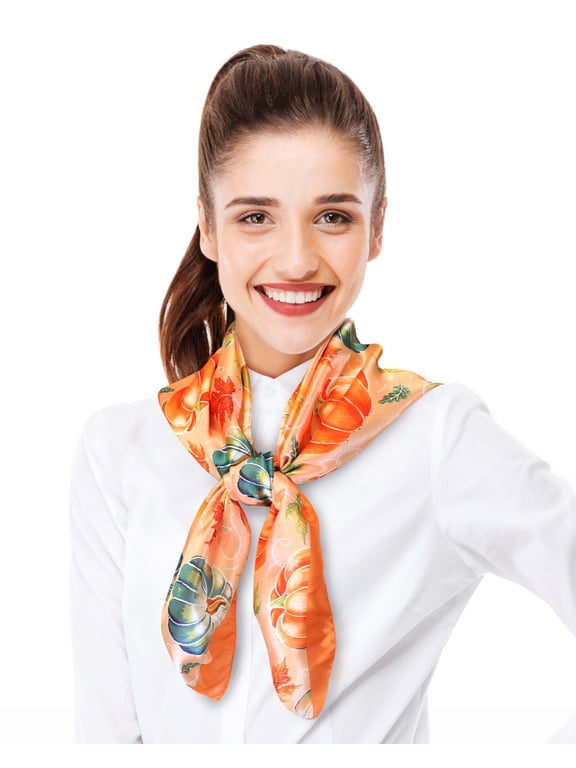 Women's Pumpkin Pattern 35" x 35" Square Silk Feeling Scarf