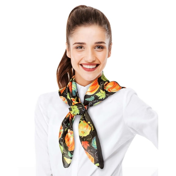 CBC Crown Women's Pumpkin Pattern 35" x 35" Square Silk Feeling Scarf
