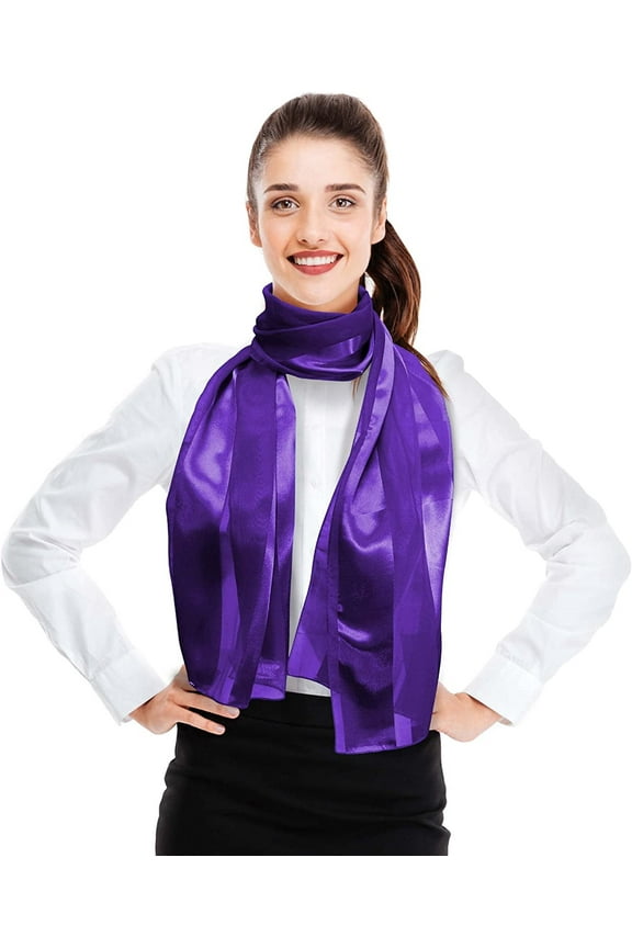 Women's Silk Feel Solid Color Satin Striped 13" x 60" Fashion Shawl Scarf