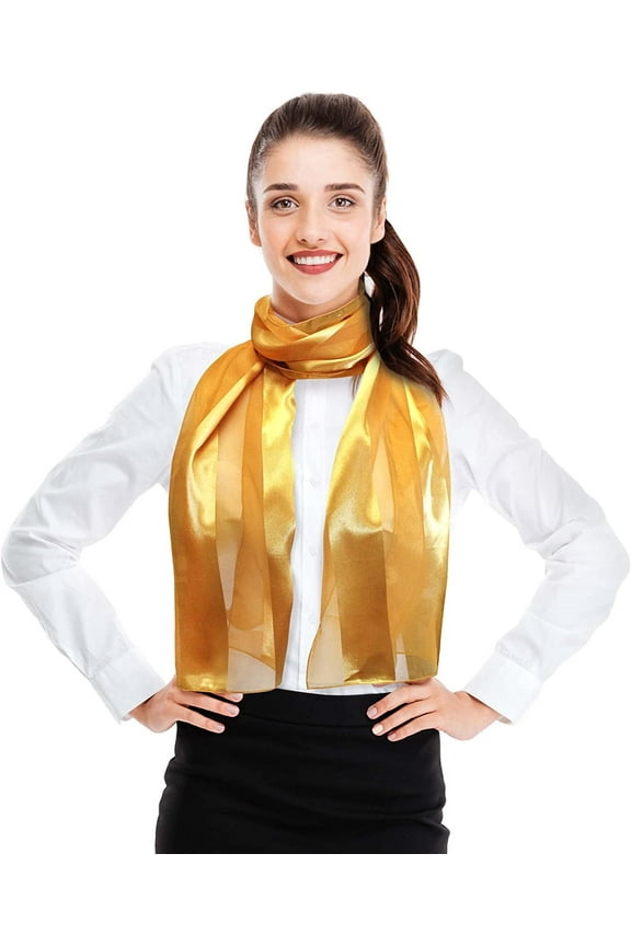 Women's Silk Feel Solid Color Satin Striped 13" x 60" Fashion Shawl Scarf