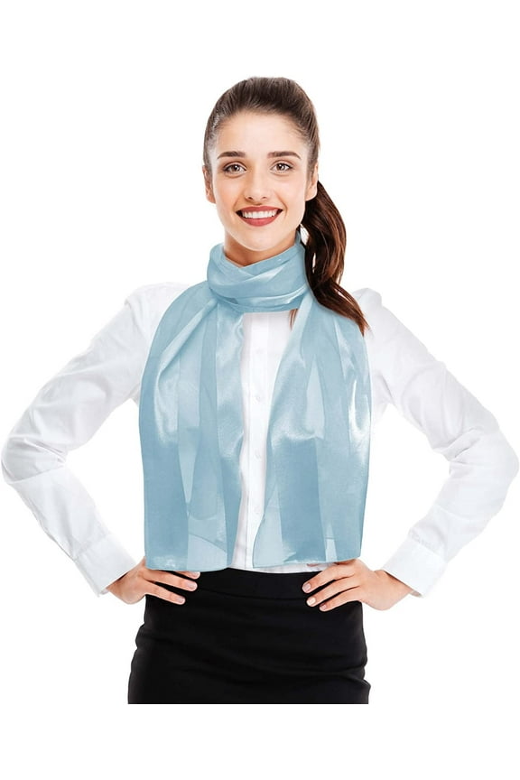 Women's Silk Feel Solid Color Satin Striped 13" x 60" Fashion Shawl Scarf