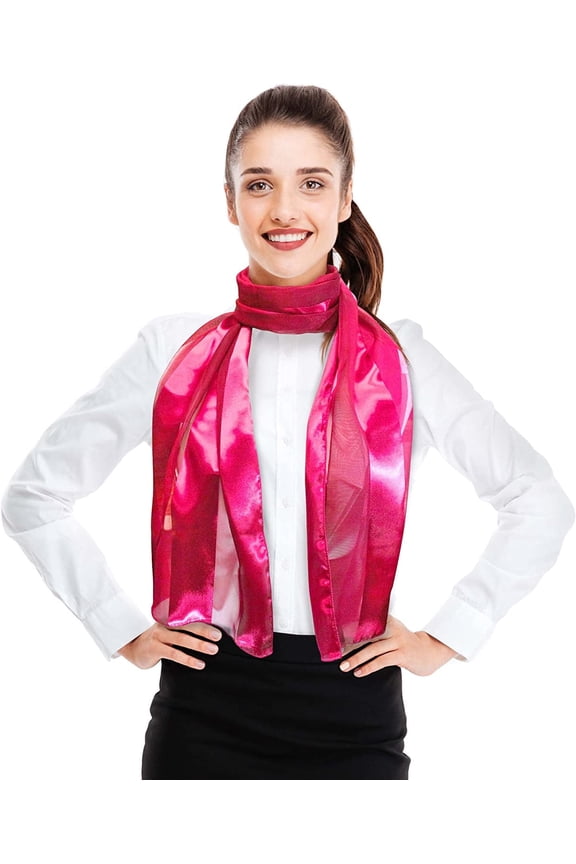 Women's Silk Feel Solid Color Satin Striped 13" x 60" Fashion Shawl Scarf