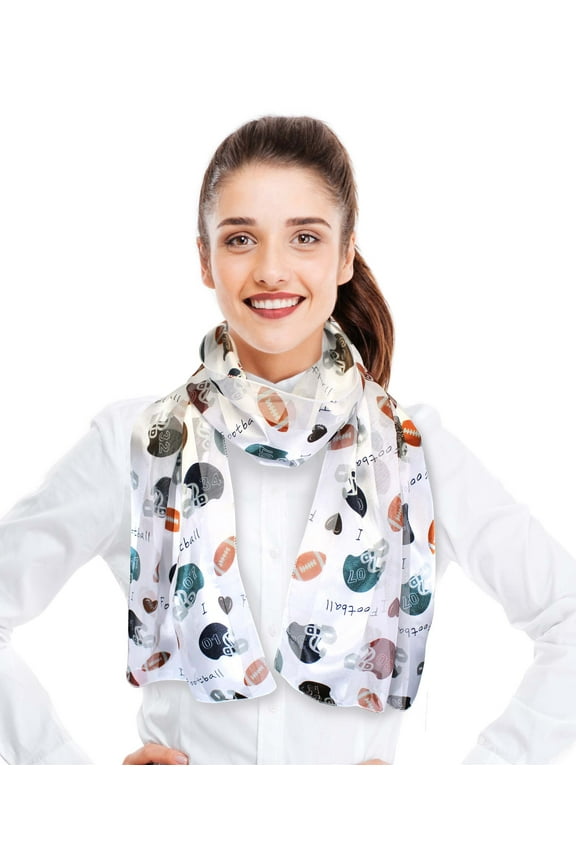 Women's Sports Football Theme Silk Feeling 13"x60" Scarf