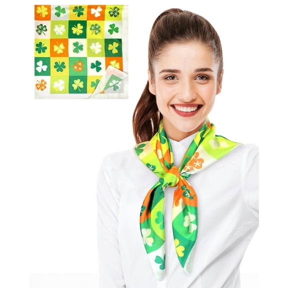 CBC Crown Women's St.Patrick's 35"x 35" Silk Feeling Shamrock Scarf Clover Scarf