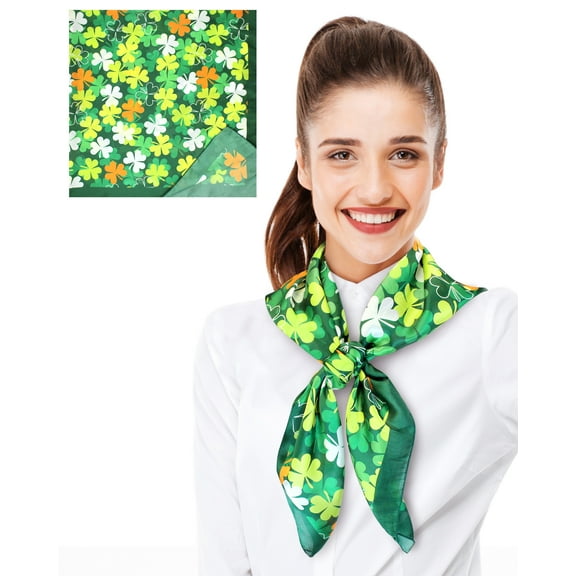 CBC Crown Women's St.Patrick's 35"x 35" Silk Feeling Shamrock Scarf Clover Scarf