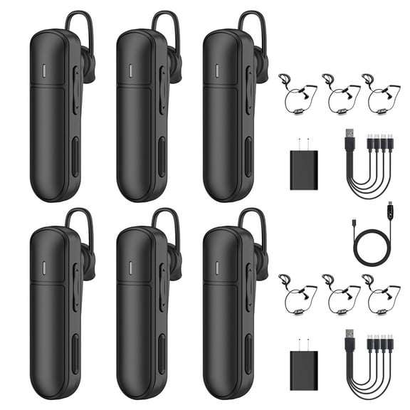 CBCBTWO GT-268 Earhook Walkie Talkie With Earpiece Programming Cable,Portable FRS Two-Way Radios Rechargeable,Super Mini Walkie Talkies,for Restaurants Supermarket Hospital,6 Pack