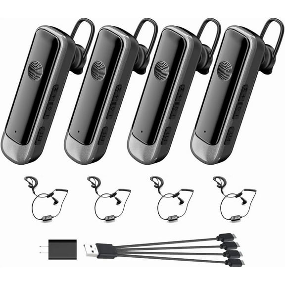 CBCBTWO N3S MAX Earhook Walkie Talkies, Mini Rechargeable Two Way Radio Long Range,2 Way Radio Small with Earpiece,Type-C 4-in-1 Charger,Walkie Talkie for Restaurant (4 Pack)