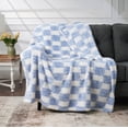 thumbnail image 1 of CBCHome Checkered Chenille Furry Throw Blanket – Soft Plush Cozy Dorm Room Essential, for Sofa and Bed, Graduation Gift for Her and Teens (Ashleigh Blue, 50"x60"), 1 of 7