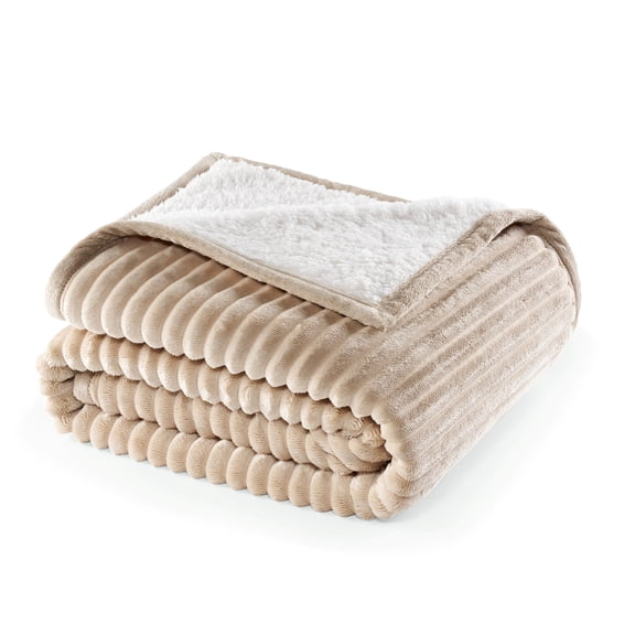 CBCHome Corduroy Velvet Plush Ribbed Throw Blanket with Ultra-Soft Sherpa Reverse - Cozy Reversible Sofa & Bed Throw - All Season Décor (Harbor Mist, 50" x 60")