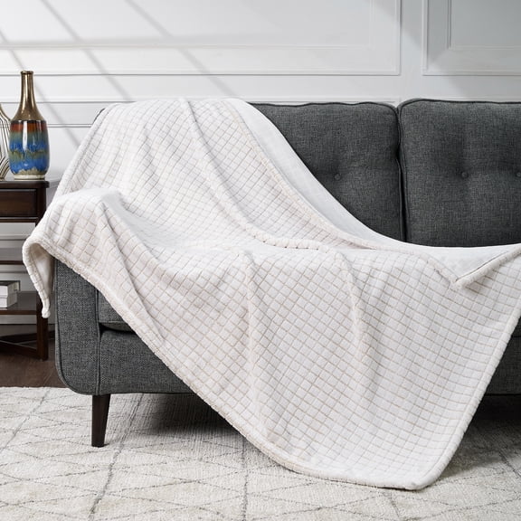 CBCHome Frosted Velvet Plush Throw Blanket - Buttery Soft and Cozy Sofa and Bed Throw, Great Gift for Women, Teens - All Season Home Décor (Neutral, 50"x60")