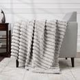 thumbnail image 1 of CBCHome Jumbo Velvet Plush Wide Ribbed Throw Blanket - Super Soft, Warm, Cozy Fluffy Throw for Couch, Bed, Sofa - All Season Décor (Harbor Mist, 50" x 60"), 1 of 9