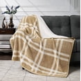 thumbnail image 1 of CBCHome Reversible Soft Sherpa Throw Blanket - Cute and Cozy Thick Throw for Couch, Warm Gifts for Women (Tan Plaid, 50" x60"), 1 of 8