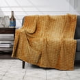 thumbnail image 1 of CBCHome Velvet Plush Jacquard Tile Throw Blanket for Couch - Buttery Soft, Cozy Throw, Cute Gifts for Women (Amber Gold, 50" x 60"), 1 of 8