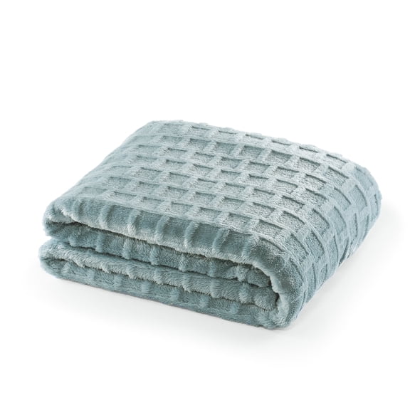 CBCHome Velvet Plush Jacquard Tile Throw Blanket for Couch - Buttery Soft, Cozy Throw, Cute Gifts for Women (Aqua, 50" x 60")