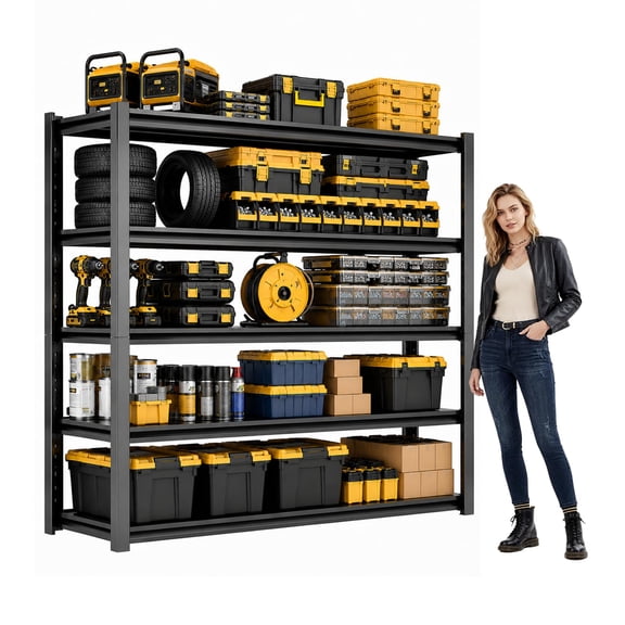 CBCNWR 5-Tier Garage Shelving,Heavy Duty Metal Storage Shelves, Adjustable Steel Shelf for Warehouse, Basement, Pantry, 23"Wx15.7"Dx63"H