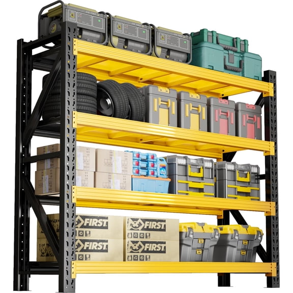 CBCNWR 78" H Garage Shelving, 3000lbs Heavy Duty Metal Storage Shelves, Adjustable Steel Shelf for Warehouse, Basement, Workshop, Black/Yellow
