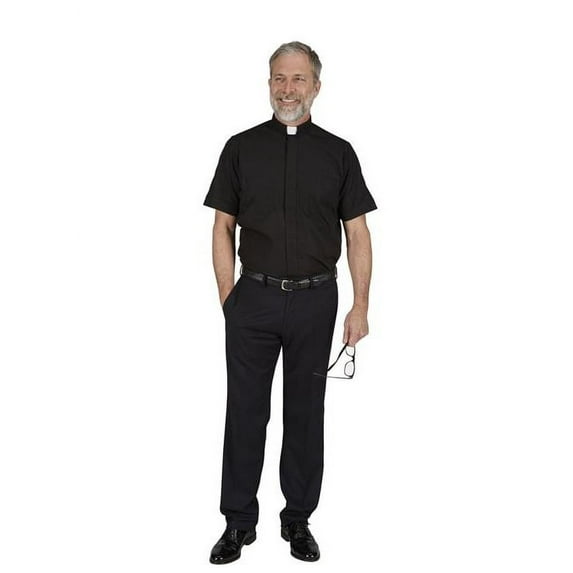 CBCS 224BLK165 Summer Comfort Short Sleeve Clergy Shirt, Black - 16.5 in.