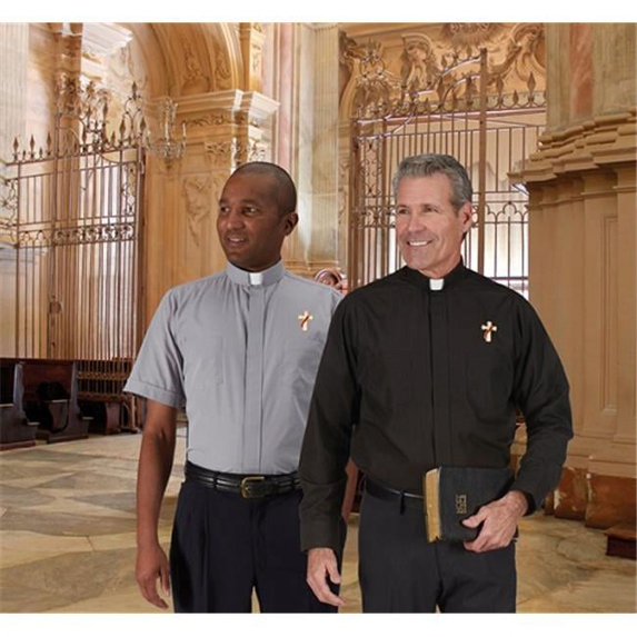 CBCS 524GRY195 Deacon Sleeve Shirt, Gray - 19.5 in.