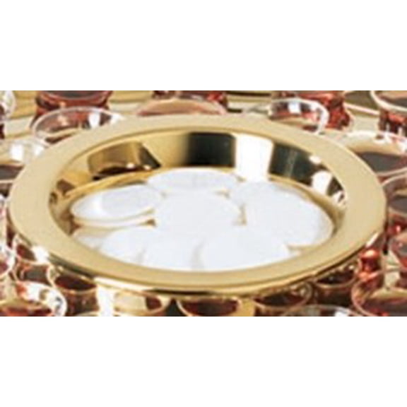 Stainless Steel Center Plate Communion Tray, Brass Finish