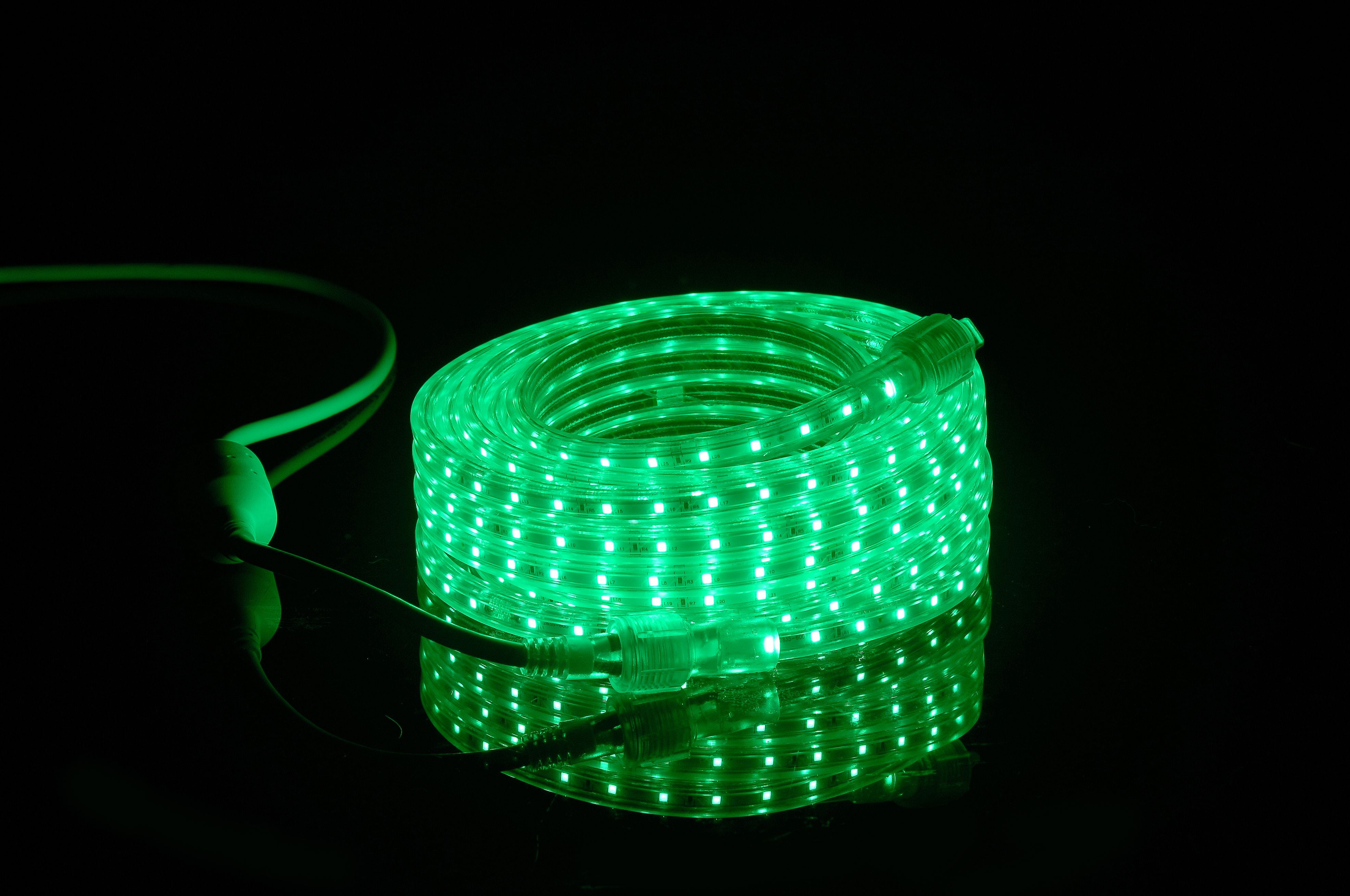 CBConcept UL Listed, 13 Feet, 1400 Lumen, Green, Dimmable, 110-120V AC Flexible Flat LED Strip Rope Light, 240 Units 3528 SMD LEDs, Indoor/Outdoor Use, Accessories Included, [Ready to use]