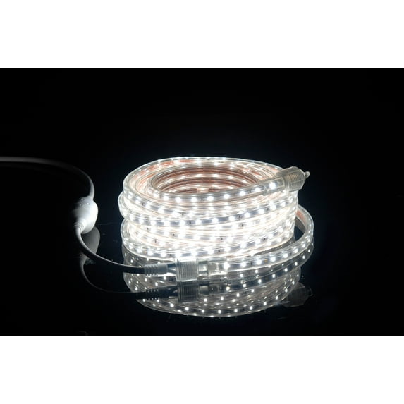 CBConcept UL Listed, 150 Feet, 16500 Lumen, 6000K Pure White, Dimmable, 110-120V AC Flexible Flat LED Strip Rope Light, 2760 Units 3528 SMD LEDs, Outdoor Use, Accessories Included, [Ready to use]