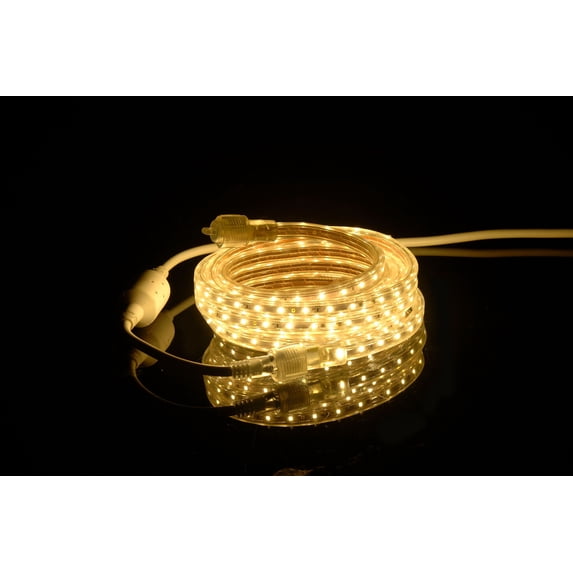 CBConcept UL Listed, 16.4 Feet, 1800 Lumen, 3000K Warm White, Dimmable, 110-120V AC Flexible Flat LED Strip Rope Light, 300 Units 3528 SMD LEDs, Indoor/Outdoor Use, Accessories Included,[Ready to use]