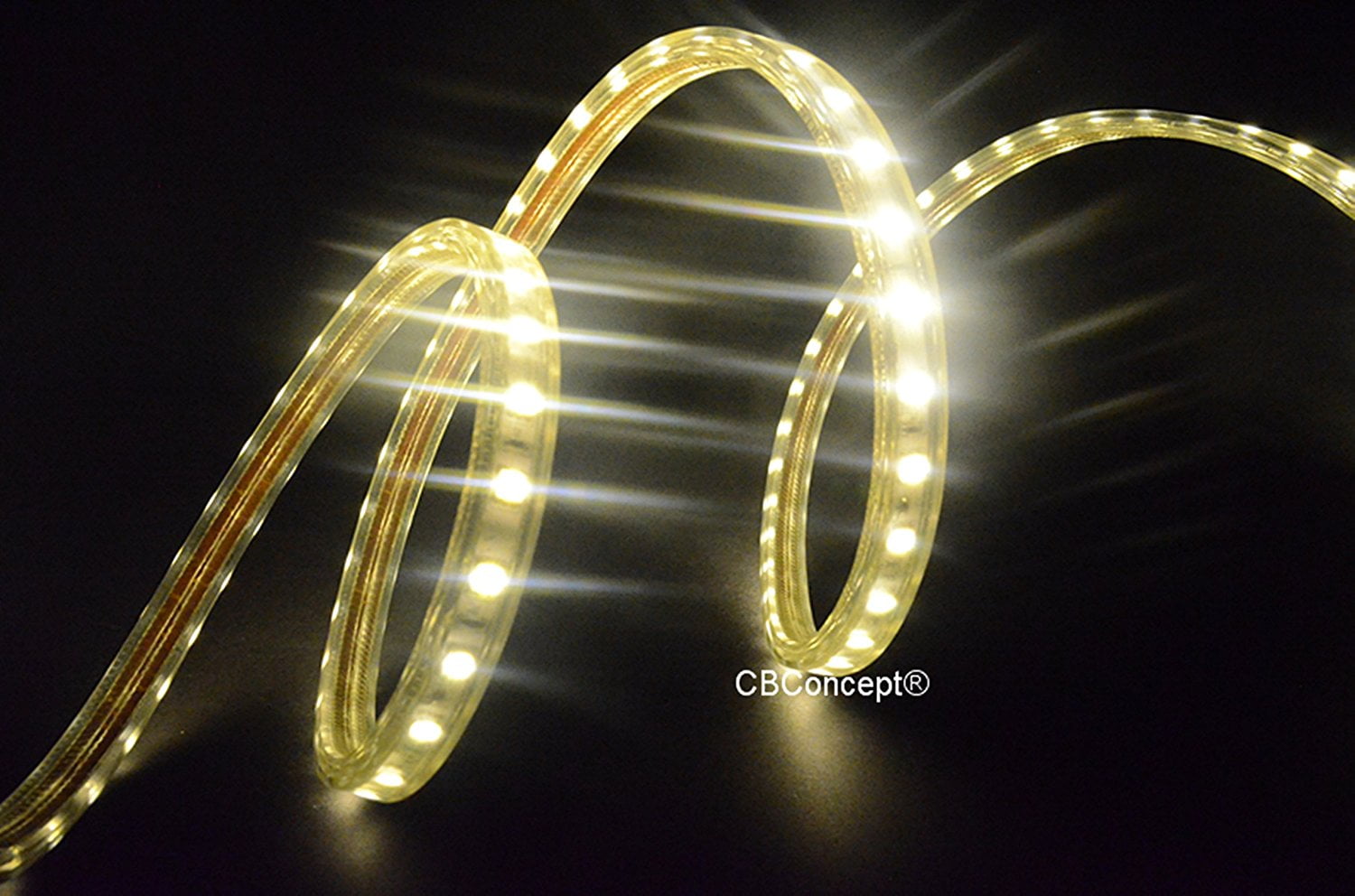 GUOTONG 50ft Waterproof LED Strip Lights - 6000K Daylight White, IP44, 12V With Adapter & Dimmer