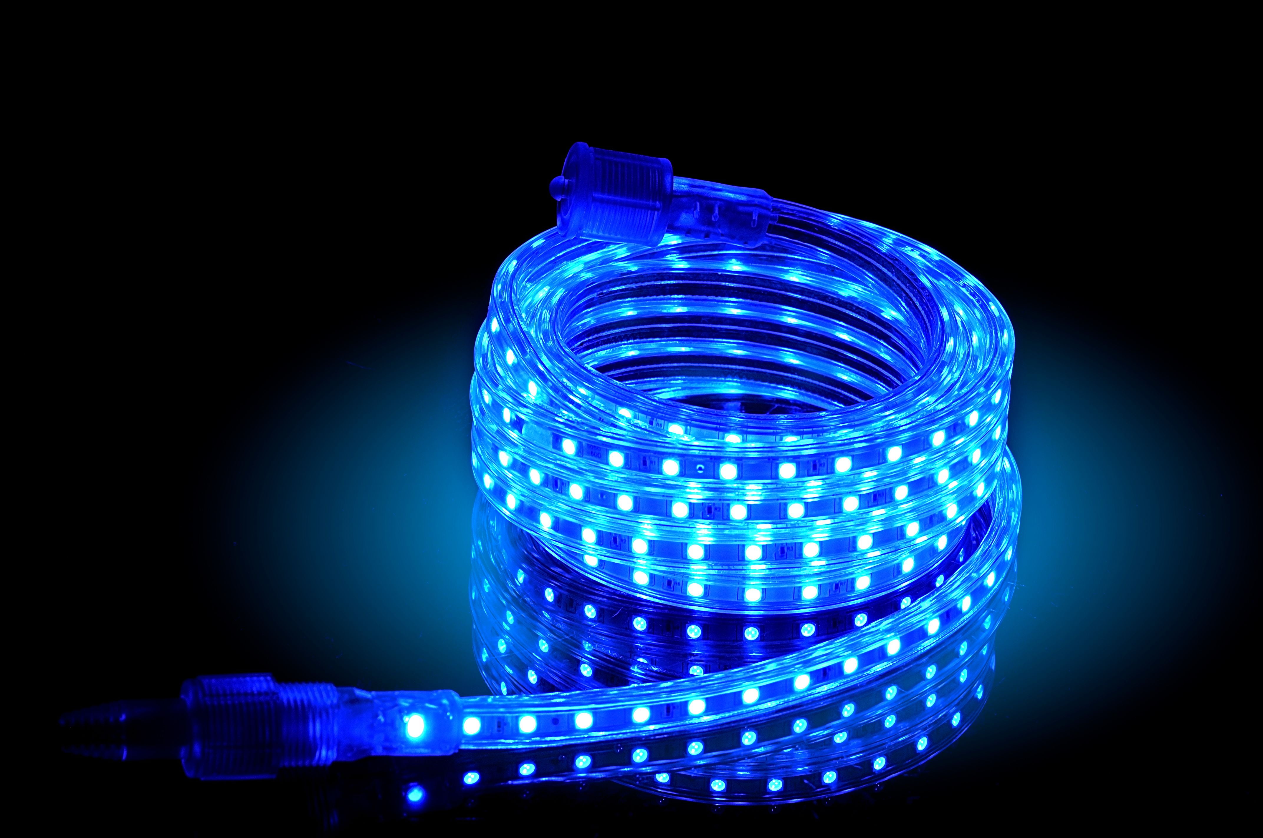 CBConcept UL Listed, 40 Feet, 4300 Lumen, Blue, Dimmable, 110-120V AC Flexible Flat LED Strip Rope Light, 720 Units 3528 SMD LEDs, Indoor/Outdoor Use, Accessories Included, [Ready to use]