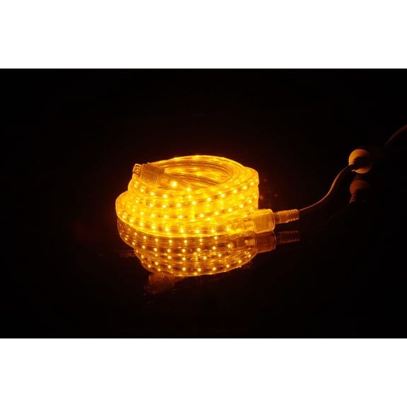 CBConcept UL Listed, 40 Feet, 4300 Lumen, Yellow, Dimmable, 110-120V AC Flexible Flat LED Strip Rope Light, 720 Units 3528 SMD LEDs, Indoor/Outdoor Use, Accessories Included, [Ready to use]