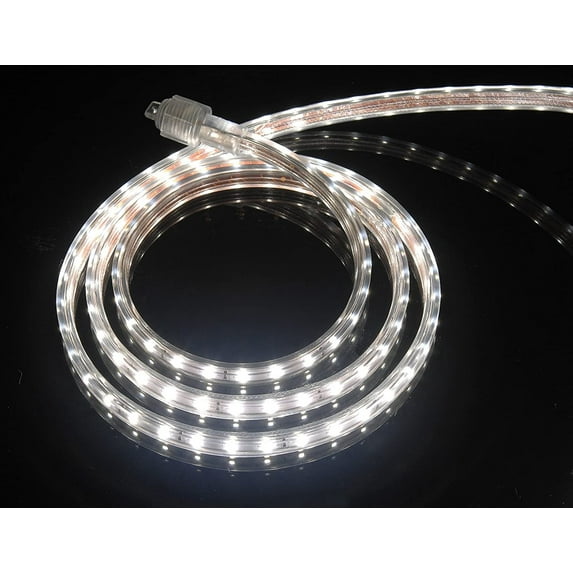 CBConcept UL Listed, 50 Feet, 5500 Lumen, 4000K Soft White, Dimmable, 110-120V AC Flexible Flat LED Strip Rope Light, 930 Units 3528 SMD LEDs, Indoor/Outdoor Use, Accessories Included, [Ready to use]