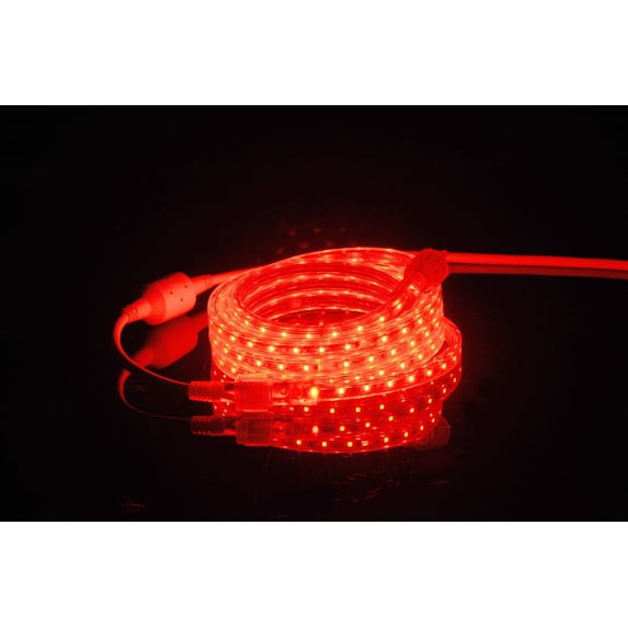 CBConcept UL Listed, 65 Feet, 7200 Lumen, Red, Dimmable, 110-120V AC Flexible Flat LED Strip Rope Light, 1200 Units 3528 SMD LEDs, Indoor/Outdoor Use, Accessories Included, [Ready to use]