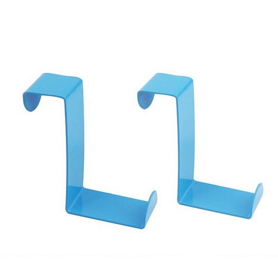 LIEAGLE 2 pcs Z Shaped Stainless Steel Over Door Hooks Hanger Holder Blue