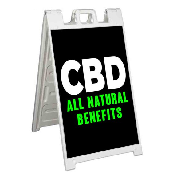 CBD All Natural Benefits (24" X 36") Standard A-Frame Signicade, Includes Decal Applied To Stand
