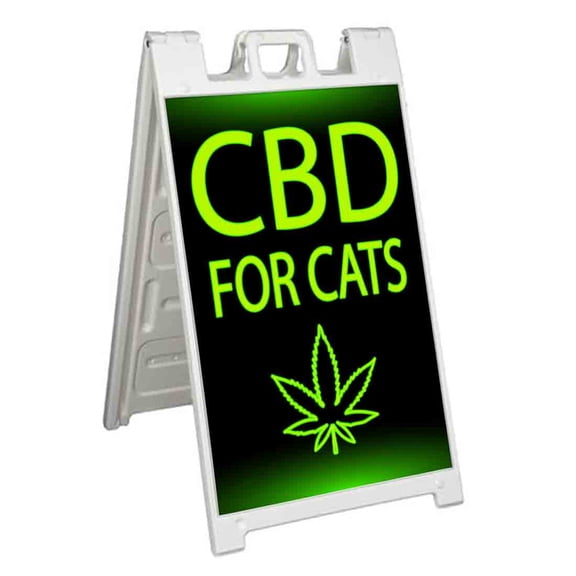 CBD For Cats (24" X 36") Standard A-Frame Signicade, Includes Decal Applied To Stand