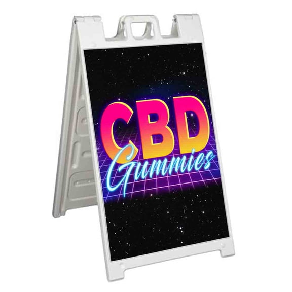 CBD Gummies (24" X 36") Standard A-Frame Signicade, Includes Decal Applied To Stand