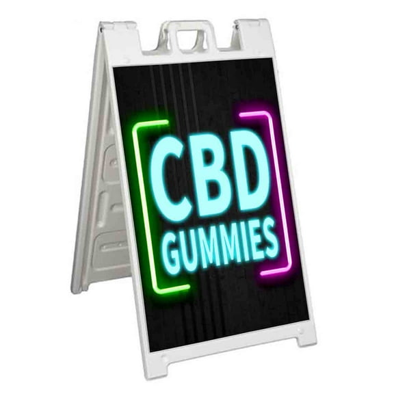 CBD Gummies (24" X 36") Standard A-Frame Signicade, Includes Decal Applied To Stand