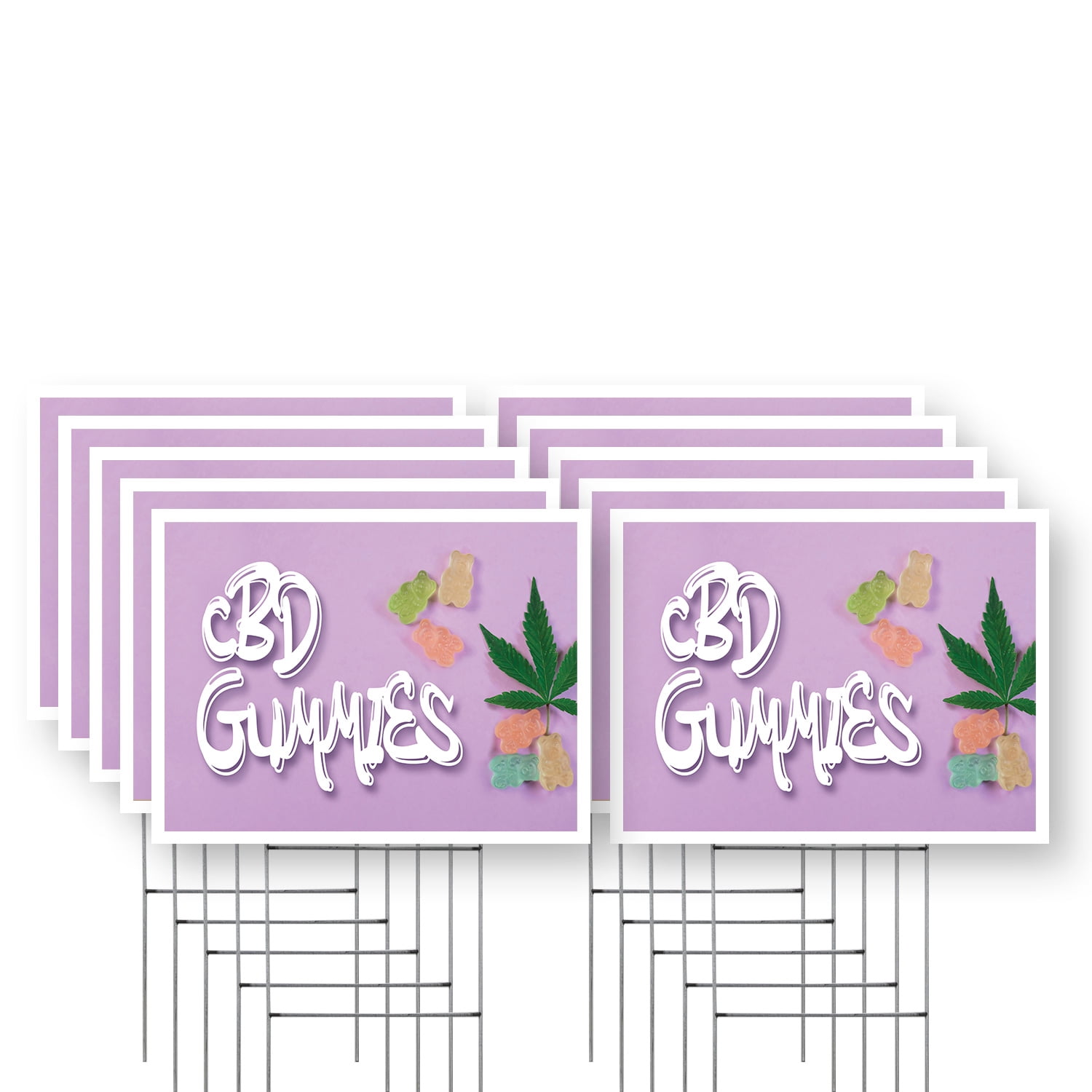 CBD Gummies Yard Sign 10 Pack of 12 Inch x 16 Inch Double Sided ...
