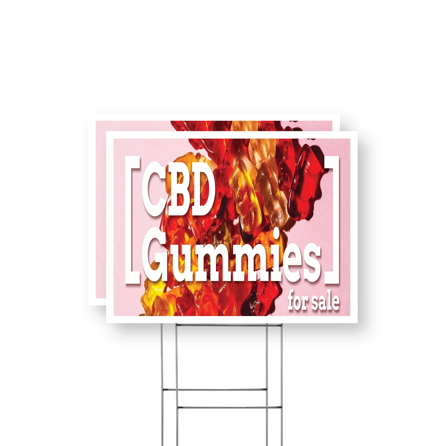 CBD Gummies Yard Sign 2 Pack of 12 Inch x 16 Inch Single Sided ...