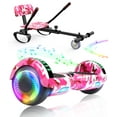 thumbnail image 1 of CBD Hoverboard with Seat Attachment, 6.5" Self Balancing Hover Board Scooter with Bluetooth Speaker & LED Lights, Hoverboard for Kids, Pink, 1 of 7