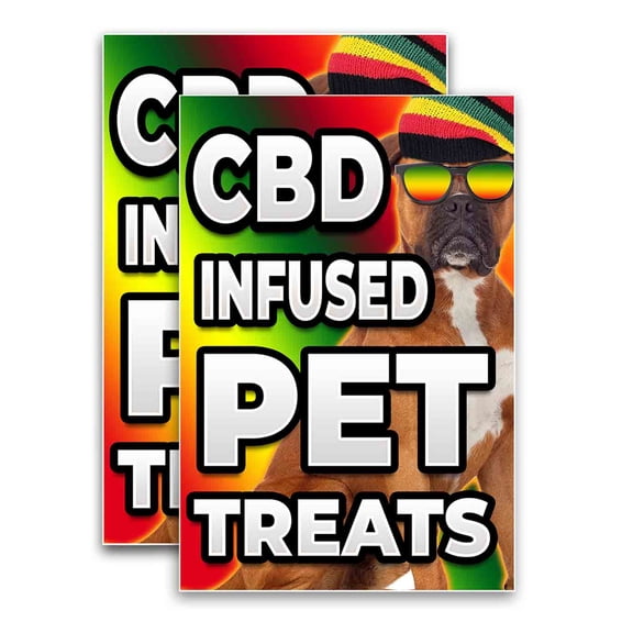 CBD Infused Pet Treats (24" X 36") Vinyl Decal Only (Pack of 2) |Sign|Sticker|Poster