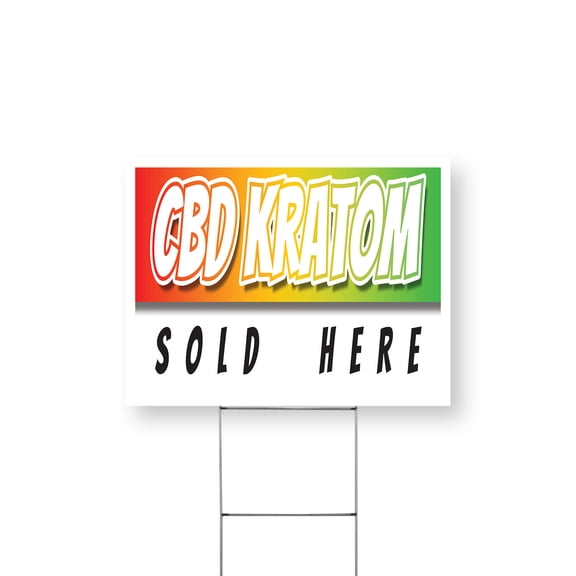 CBD Kratom Sold Here Yard Sign 12 Inch x 16 Inch Single Sided Weatherproof Heavy-Duty Plastic with Stake | Herbal Remedies, Stress Relief, Natural Wellness | Made in USA