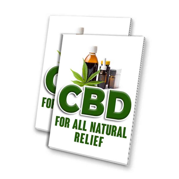 CBD Oil For All Natural Relief (24" X 36") 4mm Corrugated Plastic Panel, Graphics Applied To 1 Side (Pk of 2)