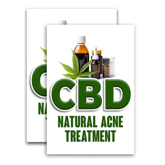 CBD Oil Natural Acne Treatment (24" X 36") Vinyl Decal Only (Pack of 2) |Sign|Sticker|Poster