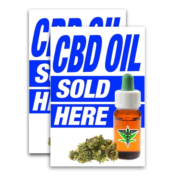 CBD Oil Sold Here (24" X 36") Vinyl Decal Only (Pack of 2) |Sign|Sticker|Poster