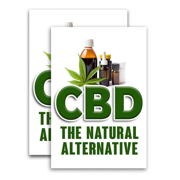 CBD The Natural Alternative (24" X 36") Vinyl Decal Only (Pack of 2) |Sign|Sticker|Poster