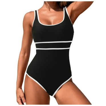 CBDElite Women's Thong Swimsuit Bathing Suits 1 Piece Swim Suits Push Up Padded Bikini Swimsuit Training Athletic Swimwear(White,XL)